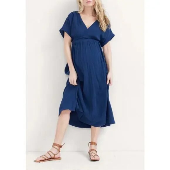 Hatch Maternity The Rosa Dress Blue Minimalist 100% Cotton $198 Women's Sz 1 B7 - Picture 1 of 15